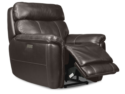 Stallion Leather Dual Power Recliner - Dark Grey