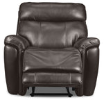 Stallion Leather Dual Power Recliner - Dark Grey