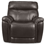 Stallion Leather Dual Power Recliner - Dark Grey
