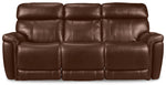 Stallion Leather Dual Power Reclining Sofa - Chestnut