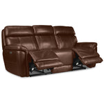 Stallion Leather Dual Power Reclining Sofa and Loveseat Set - Chestnut