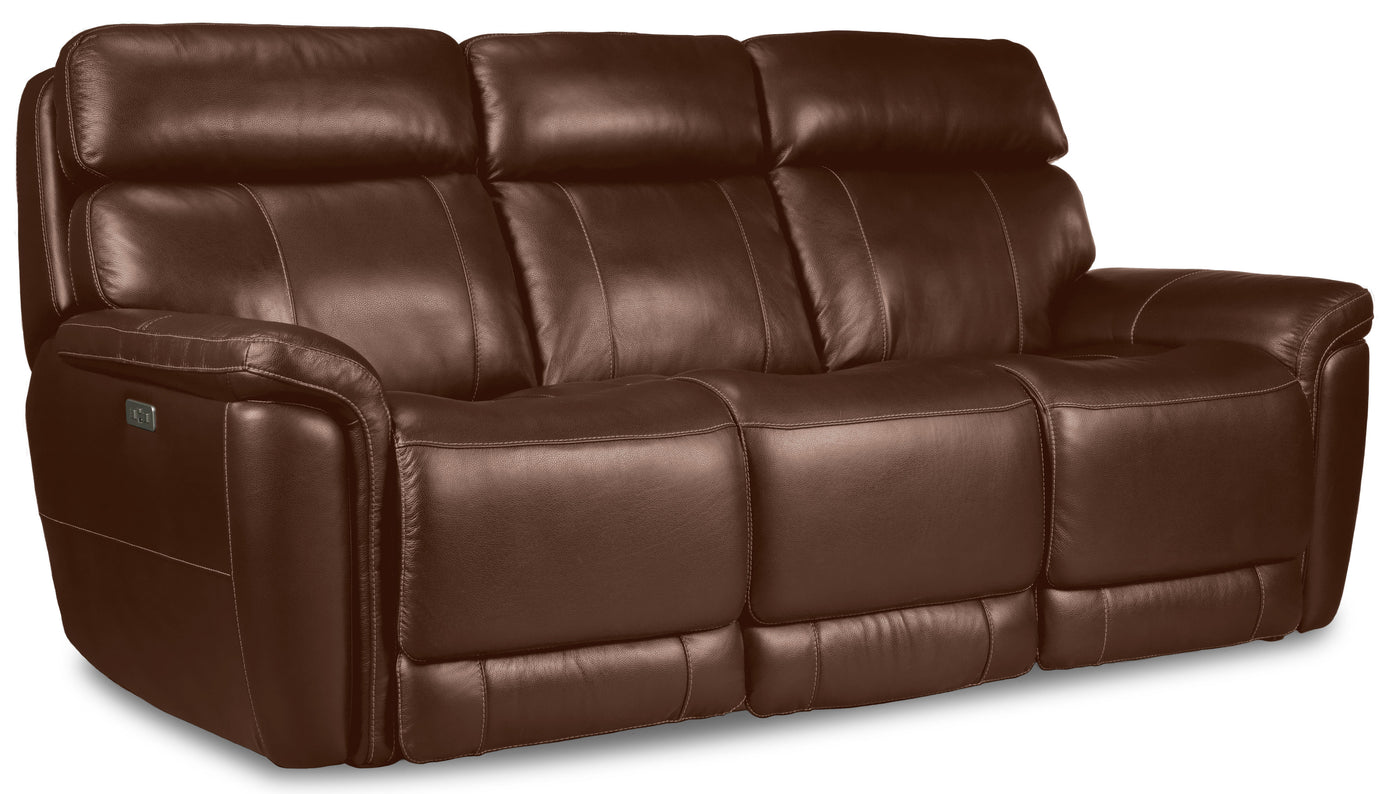Stallion Leather Dual Power Reclining Sofa - Chestnut