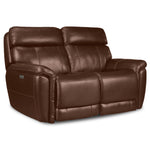 Stallion Leather Dual Power Reclining Loveseat - Chestnut