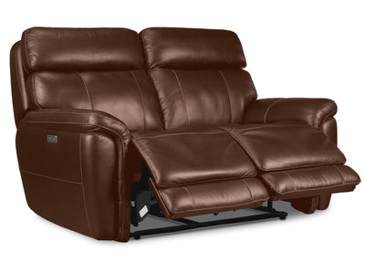 Stallion Leather Dual Power Reclining Loveseat - Chestnut