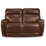 Stallion Leather Dual Power Reclining Loveseat - Chestnut