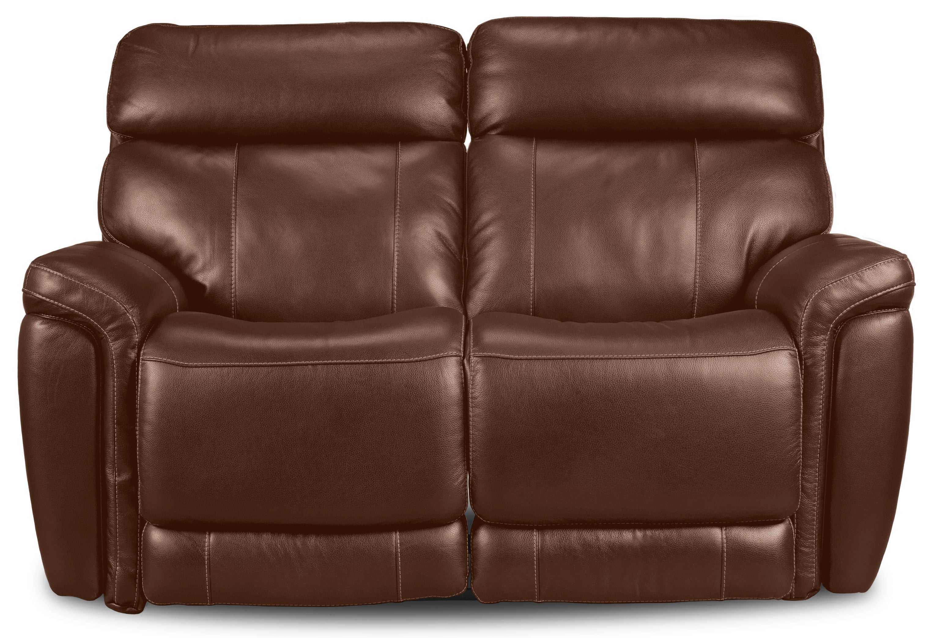 Stallion Leather Dual Power Reclining Loveseat - Chestnut