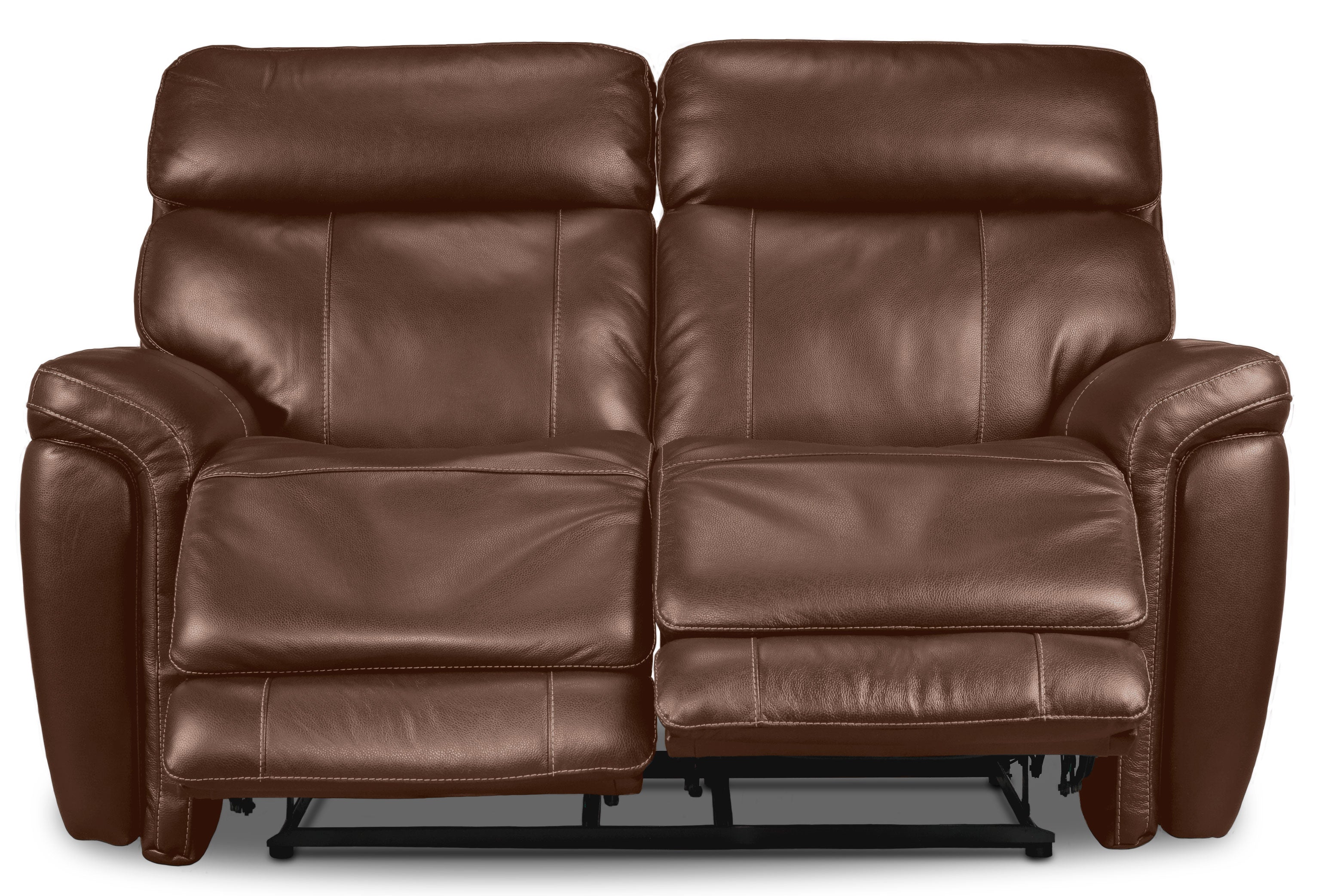 Stallion Leather Dual Power Reclining Loveseat - Chestnut