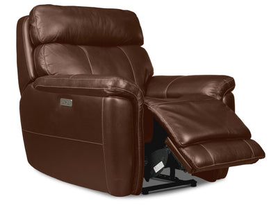 Stallion Leather Dual Power Recliner - Chestnut