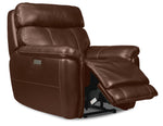 Stallion Leather Dual Power Reclining Sofa and Chair Set - Chestnut