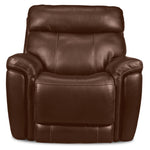 Stallion Leather Dual Power Recliner - Chestnut