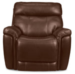 Stallion Leather Dual Power Recliner - Chestnut