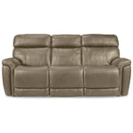 Stallion Leather Dual Power Reclining Sofa - Pebble