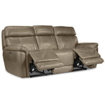 Stallion Leather Dual Power Reclining Sofa and Chair Set - Pebble