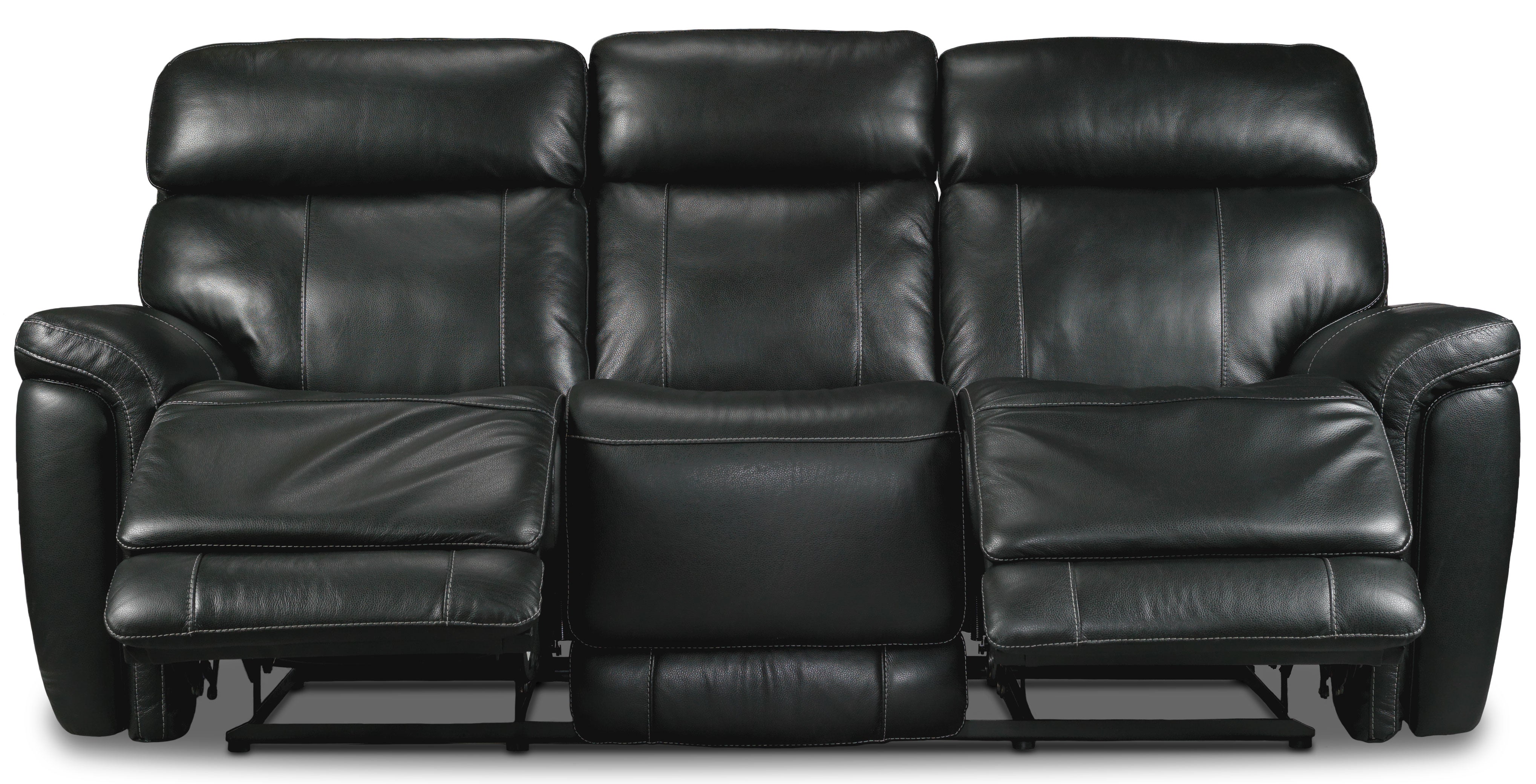 Stallion Leather Dual Power Reclining Sofa - Midnight Black