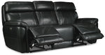 Stallion Leather Dual Power Reclining Sofa - Midnight Black