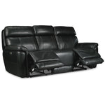 Stallion Leather Dual Power Reclining Sofa and Chair Set - Midnight Black