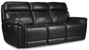 Stallion Leather Dual Power Reclining Sofa - Midnight Black