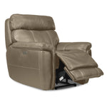 Stallion Leather Dual Power Reclining Sofa and Chair Set - Pebble