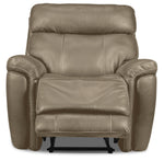 Stallion Leather Dual Power Recliner - Pebble