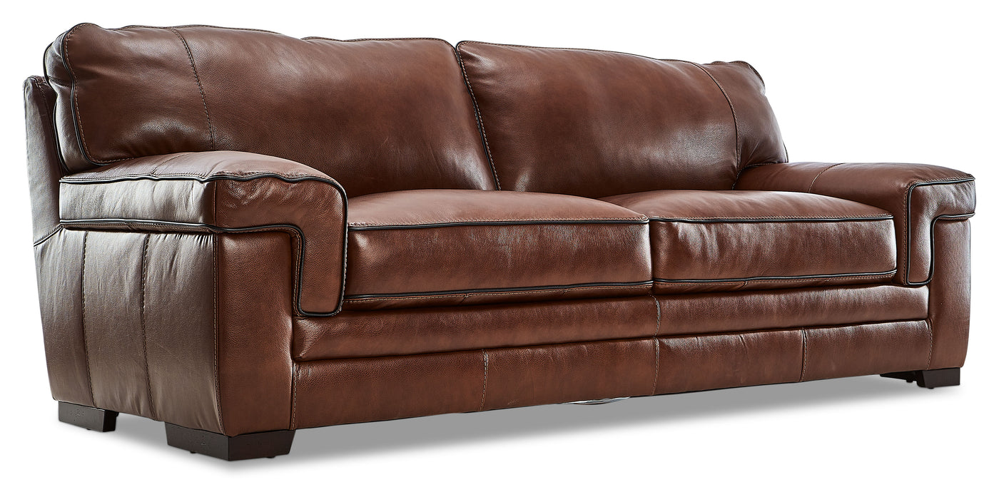 Stampede Leather Sofa and Loveseat Set - Cognac