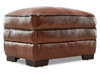 Stampede Leather Ottoman - Cognac