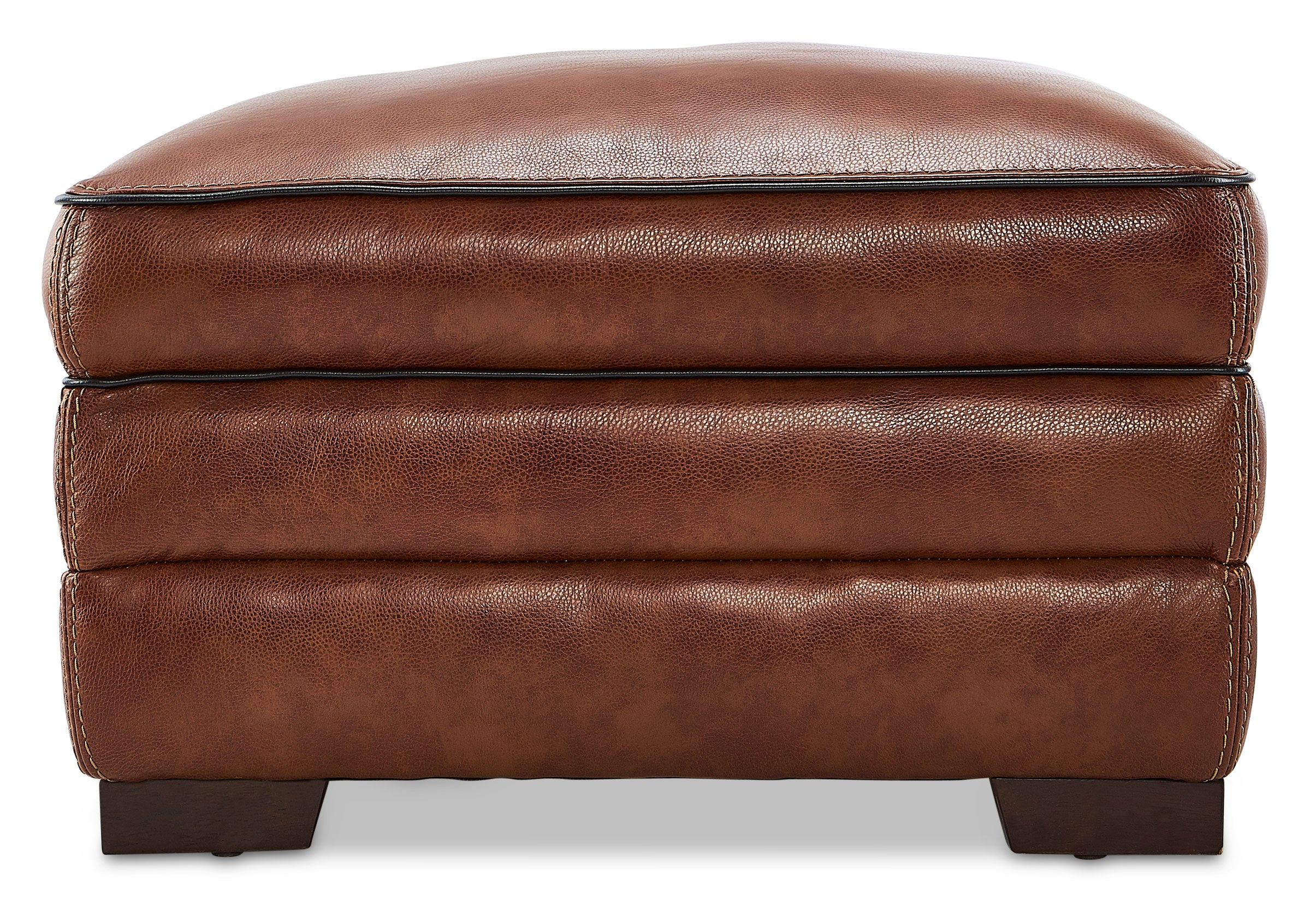 Stampede Leather Ottoman - Cognac