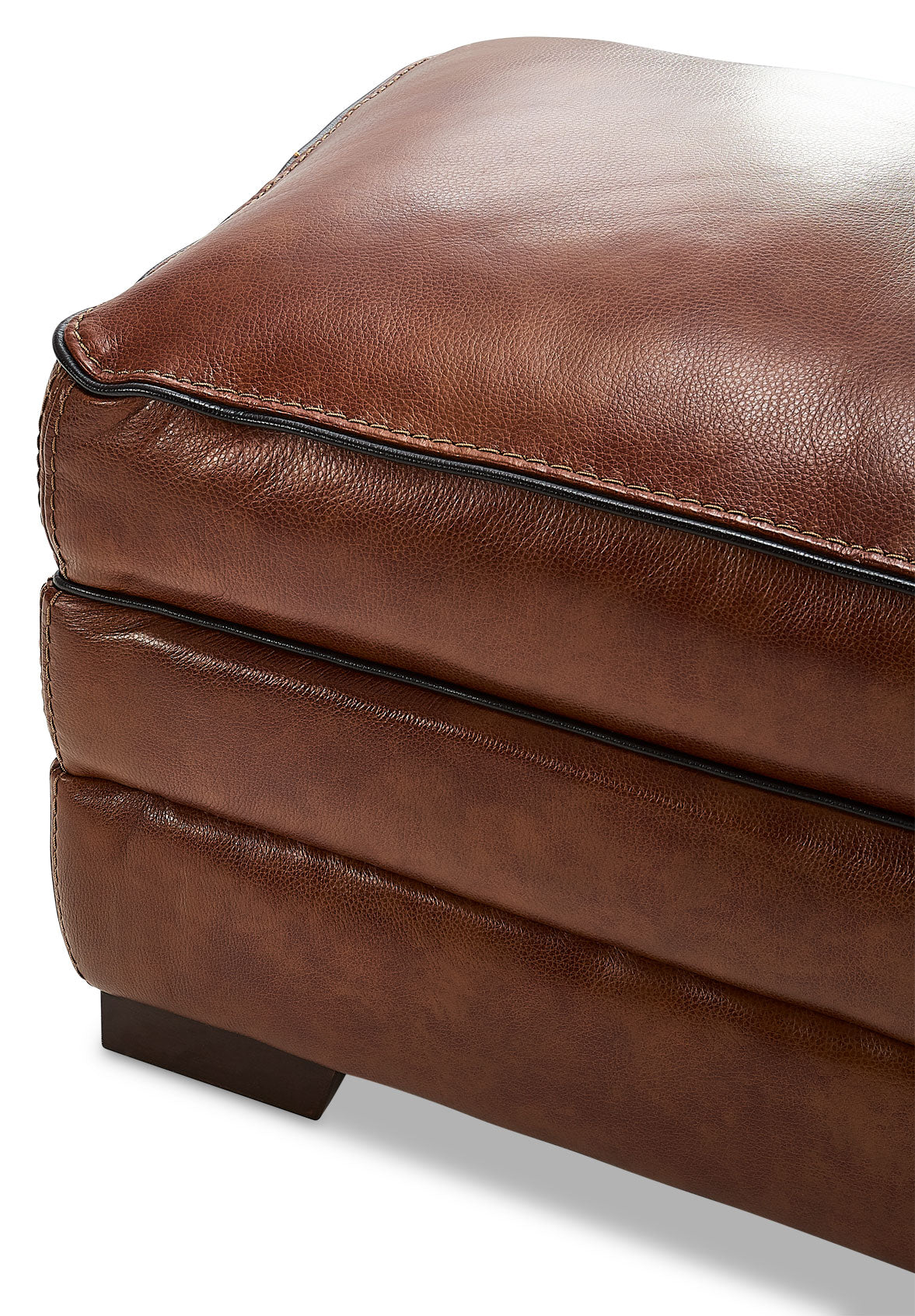 Stampede Leather Ottoman - Cognac