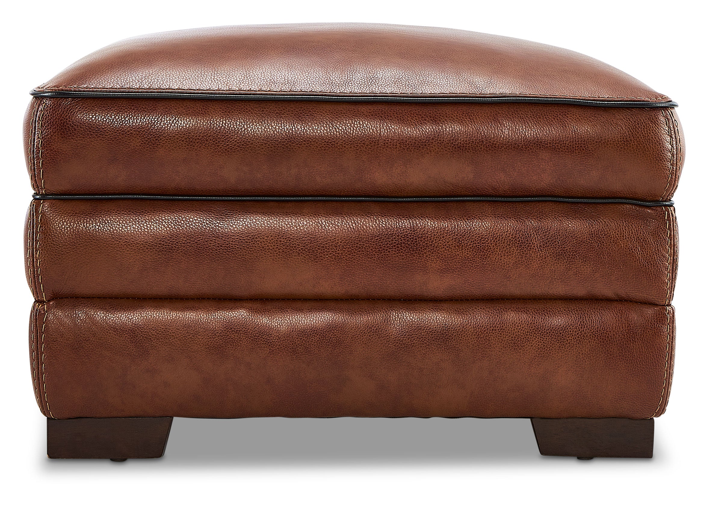 Stampede Leather Ottoman - Cognac