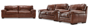 Stampede Leather 3 Pc. Living Room Package - Cognac