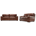 Stampede Leather Sofa and Loveseat Set - Cognac