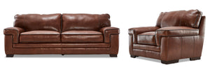 Stampede Leather 2 Pc. Living Room Package w/ Chair - Cognac