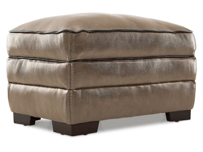 Stampede Leather Ottoman - Buff