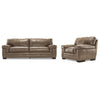 Stampede Leather Sofa and Chair Set - Buff