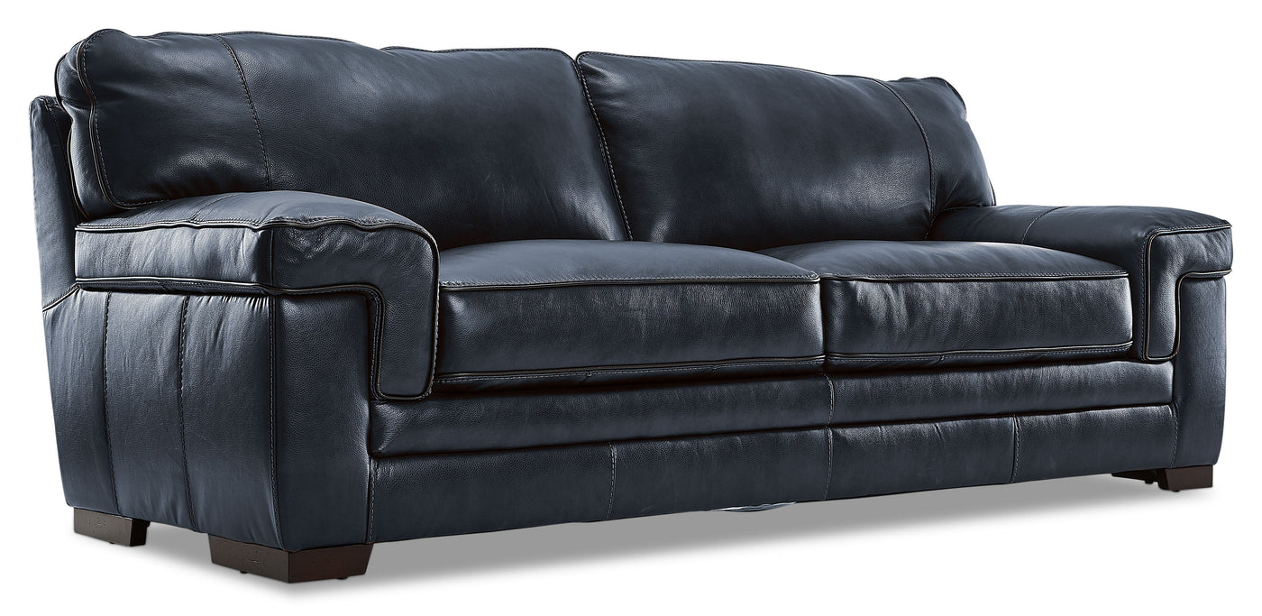 Stampede Leather 3 Pc. Living Room Package - Cobalt
