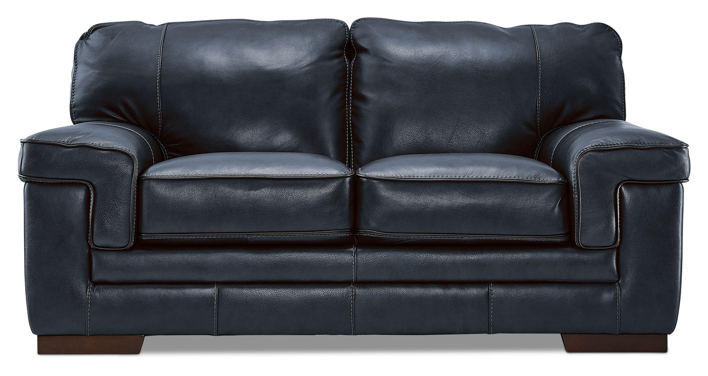 Stampede Leather Loveseat - Cobalt