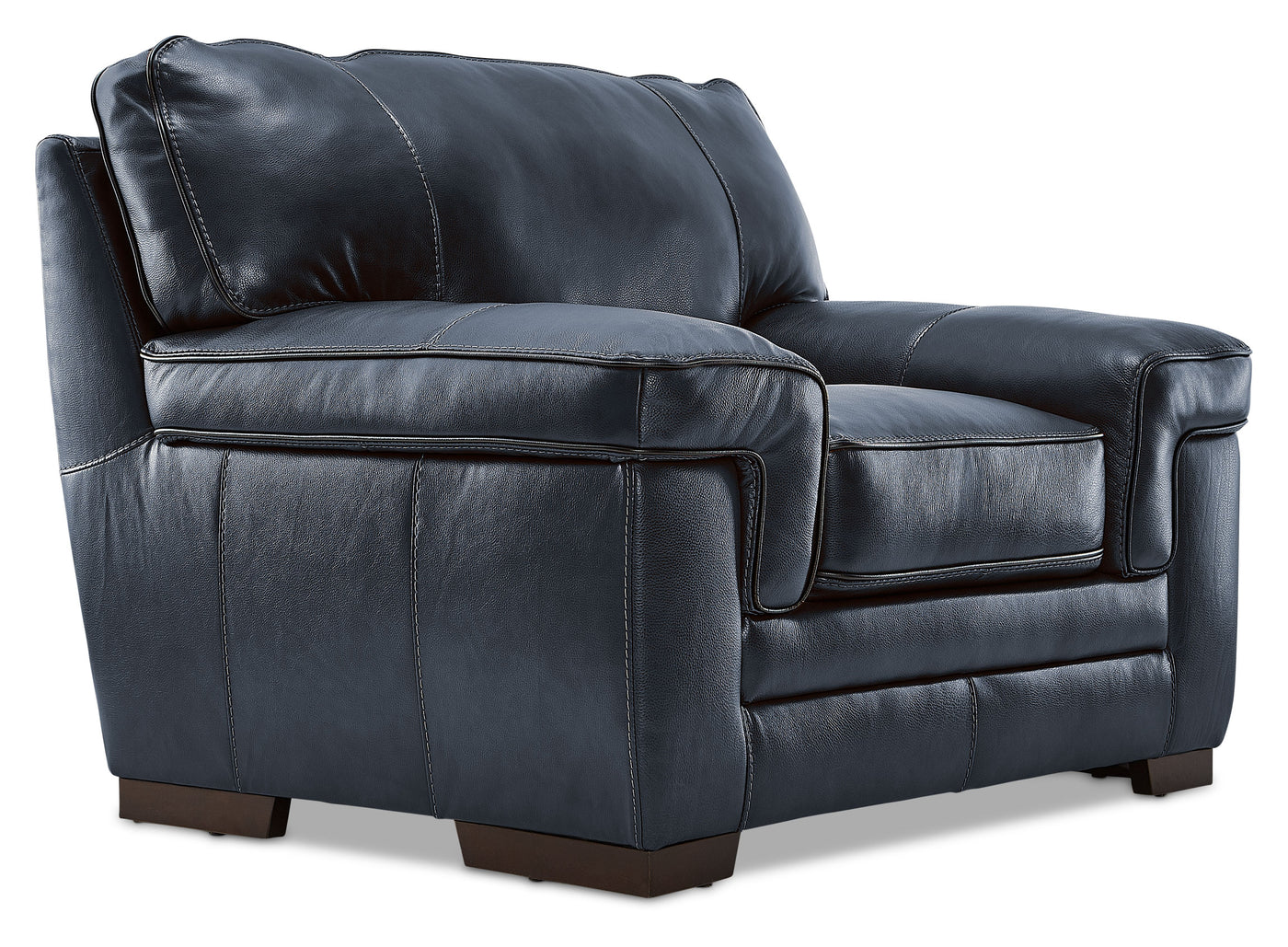 Stampede Leather Sofa, Loveseat and Chair Set - Cobalt