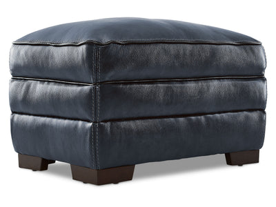 Stampede Leather Ottoman - Cobalt