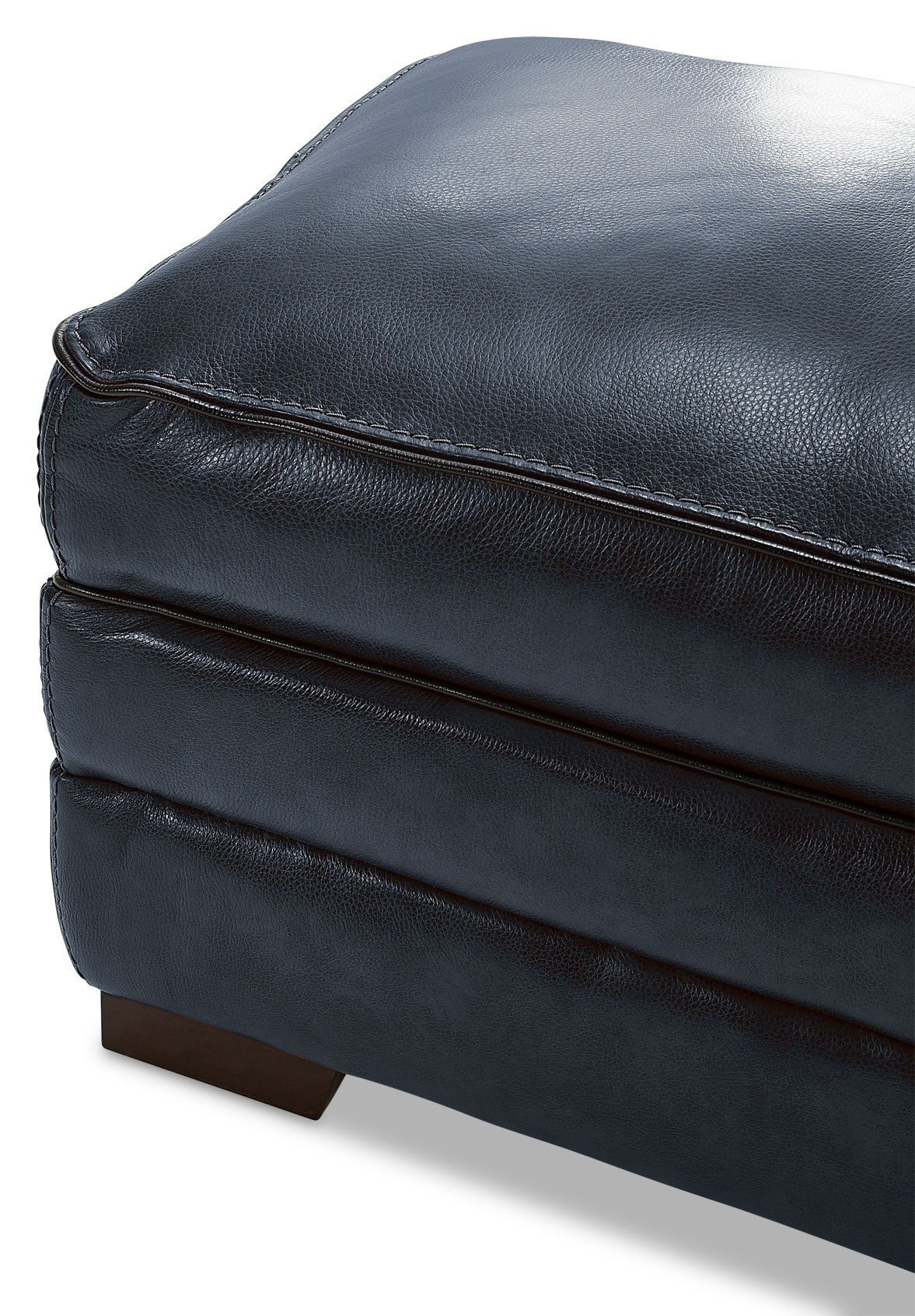 Stampede Leather Ottoman - Cobalt