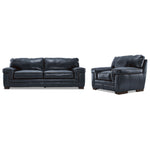 Stampede Leather 2 Pc. Living Room Package w/ Chair - Cobalt