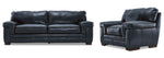 Stampede Leather Sofa and Chair Set - Cobalt