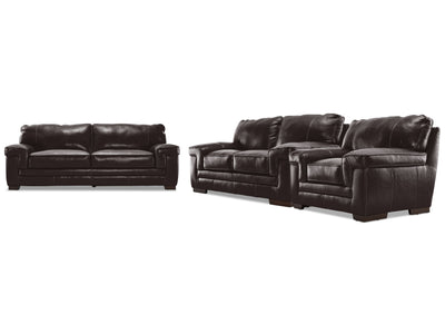 Stampede Leather 3 Pc. Living Room Package - Coffee