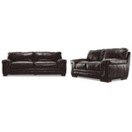 Stampede Leather 2 Pc. Living Room Package w/ Loveseat - Coffee