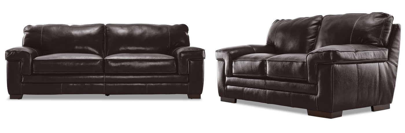 Stampede Leather 2 Pc. Living Room Package w/ Loveseat - Coffee