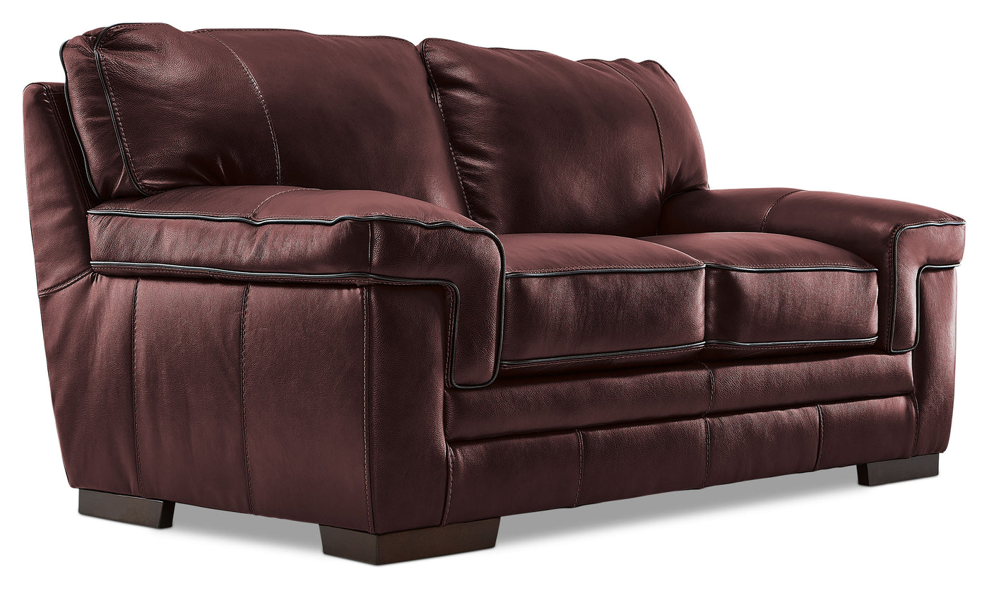 Stampede Leather Sofa and Loveseat Set - Salsa