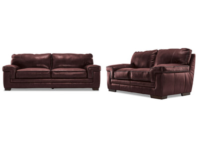 Stampede Leather 2 Pc. Living Room Package w/ Loveseat - Salsa