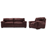 Stampede Leather Sofa and Chair Set - Salsa