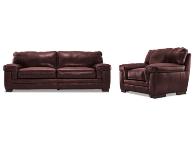 Stampede Leather Sofa and Chair Set - Salsa