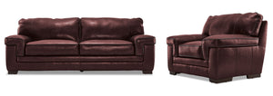 Stampede Leather Sofa and Chair Set - Salsa