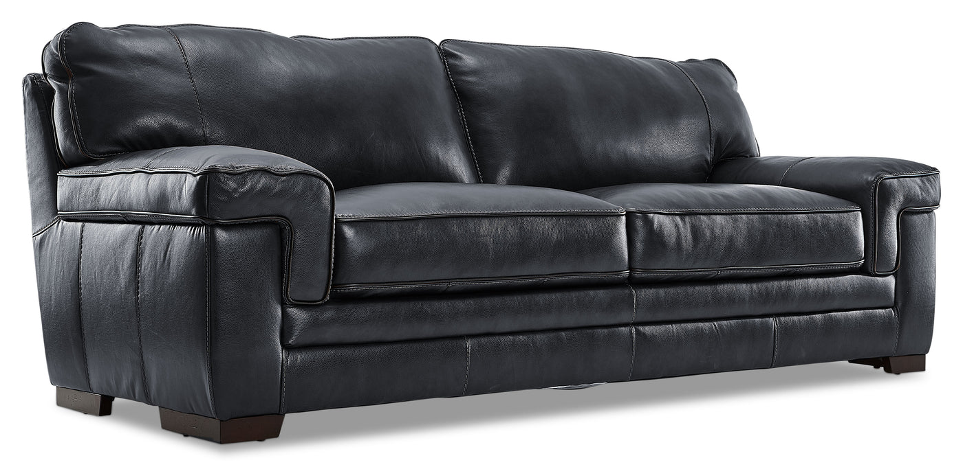Stampede Leather Sofa and Loveseat Set - Charcoal