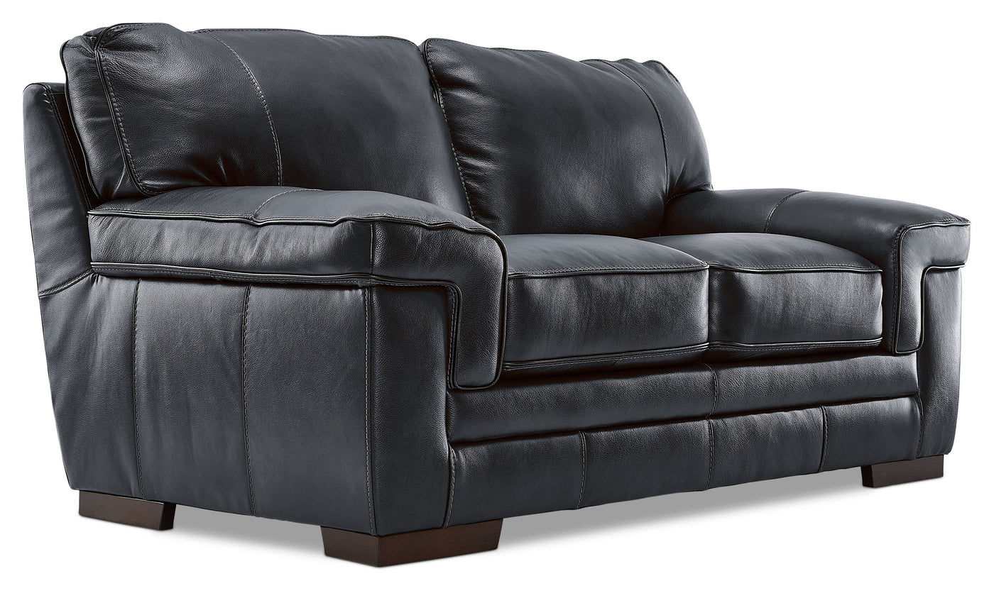 Stampede Leather Sofa, Loveseat and Chair Set - Charcoal